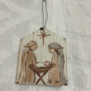 RAZ Imports Haley Bush Christmas Ornament - Holy Family Nativity Scene - 6in